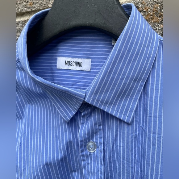 - Moschino Oxford Blue Dress Shirt long sleeve men’s Sz Large 41 - Picture 3 of 7